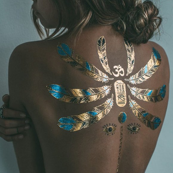 3 sheets Golden Silver Temporary Tattoo - Picture 10 of 12